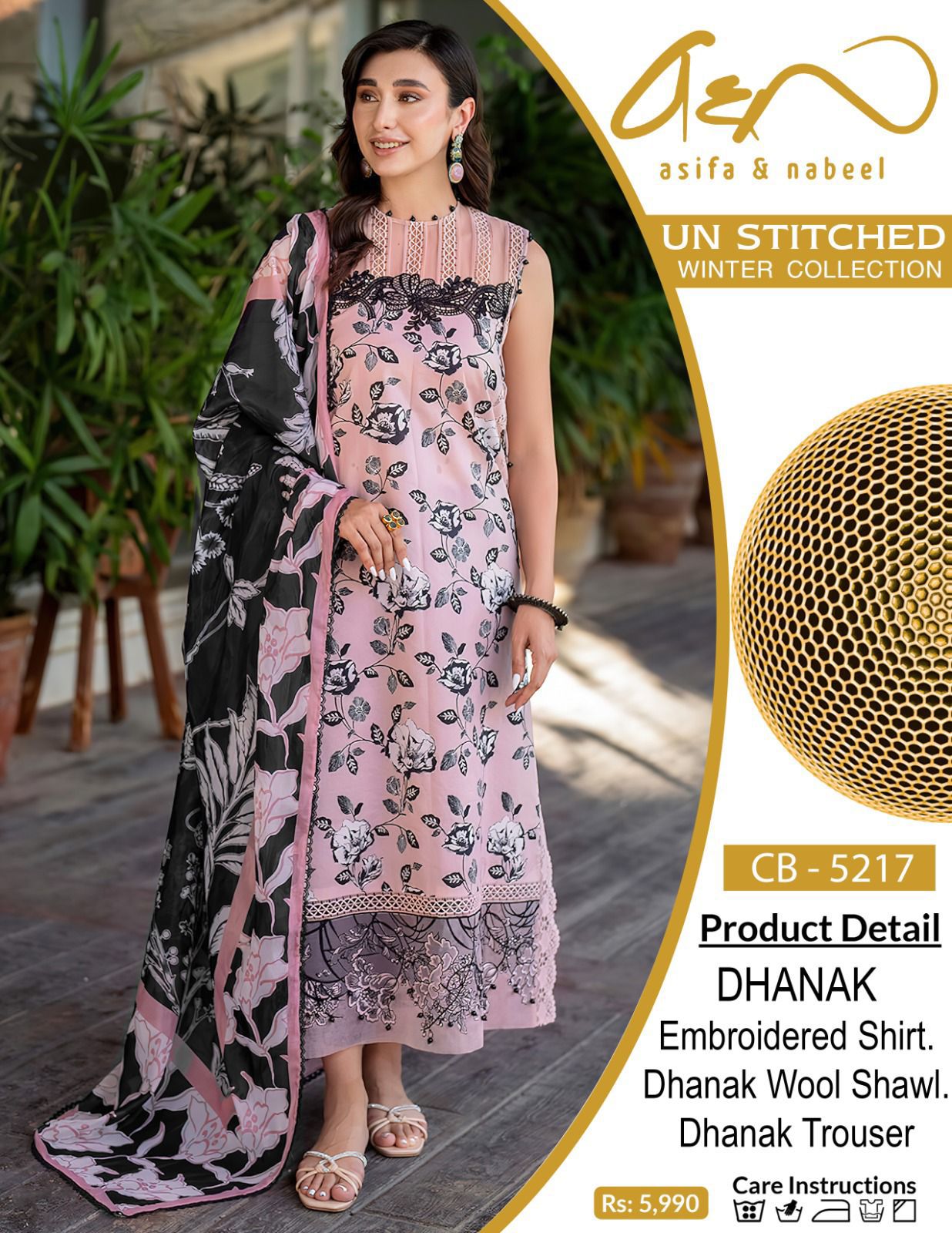 Premium Dhanak Embroidered 3PC Suit with Woolen Shawl
