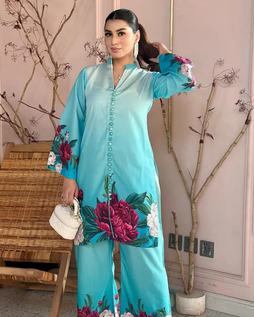 Digital Front & Back Dot Print Co-Ord Set – 2 Piece Premium Ensemble