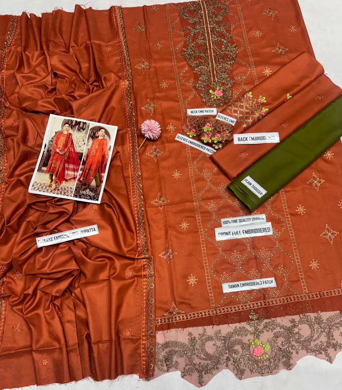 Maria B Katha Winter Collection – Pure Dhanak Embroidered Dress with Shawl